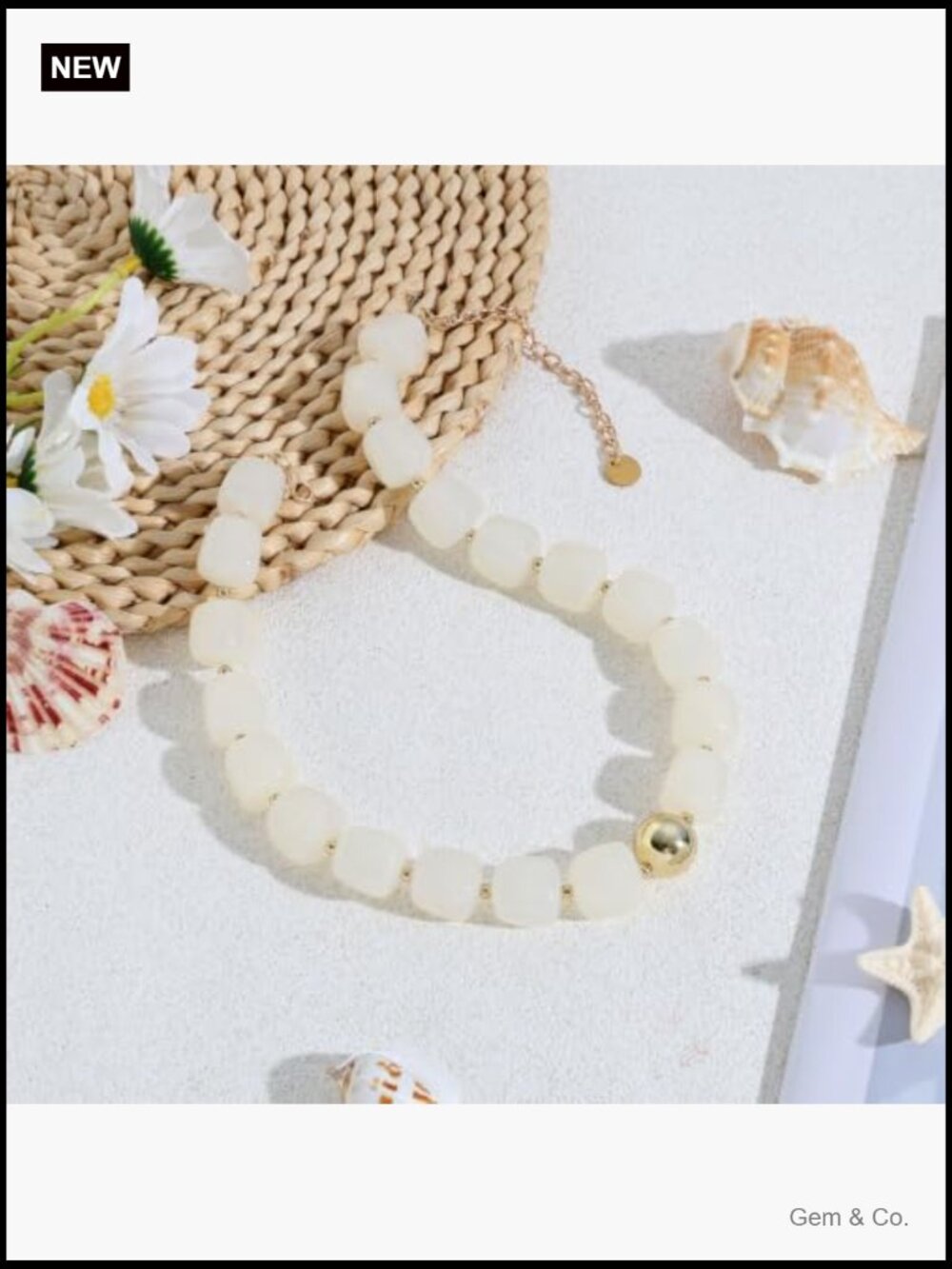 Chunky Square Resin Beaded Statement Necklace Handmade Jewelry - Picture 6 of 7